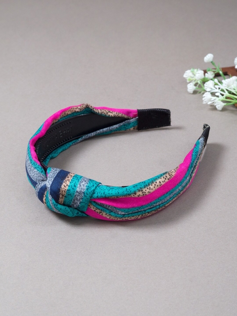 

Golden Peacock Women Pink & Blue Knot-Detailed Hairband