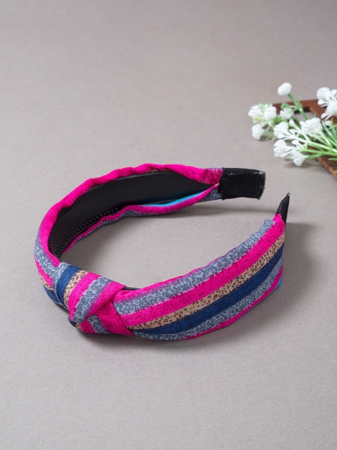 

Golden Peacock Women Pink & Navy Blue Hairband