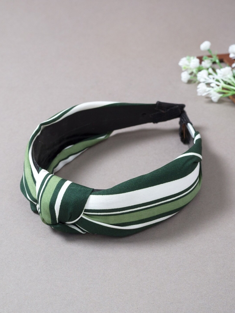 

Golden Peacock Women Green & White Knot-Detailed Hairband