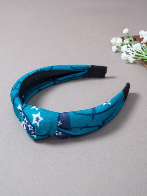 

Golden Peacock Women Blue & White Printed Hairband