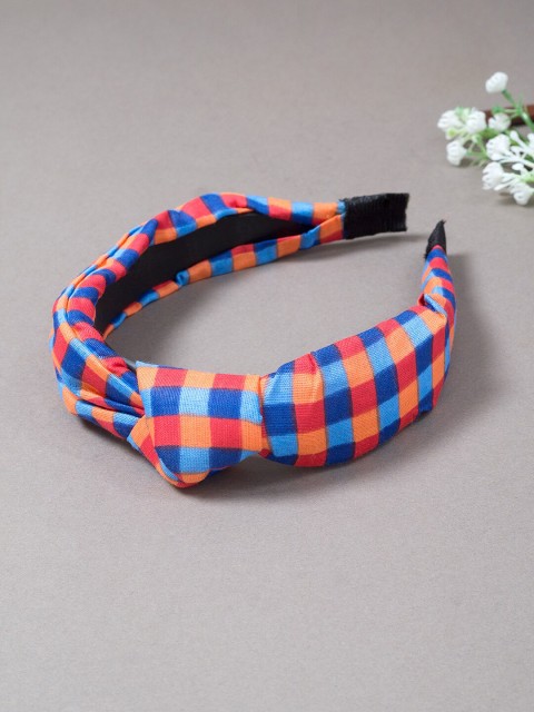 

Golden Peacock Women Red & Blue Checked Knotted Detailed Hairband