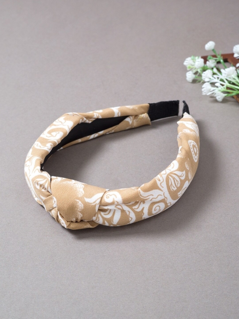 

Golden Peacock Women Beige & White Printed Knot-Detailed Hairband