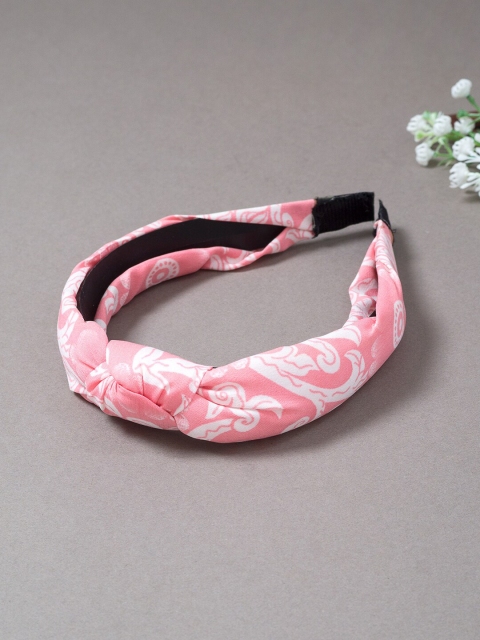 

Golden Peacock Women White & Pink Knot-Detailed Hairband