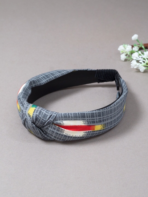 

Golden Peacock Women Grey & White Printed Knot-Detailed Hairband