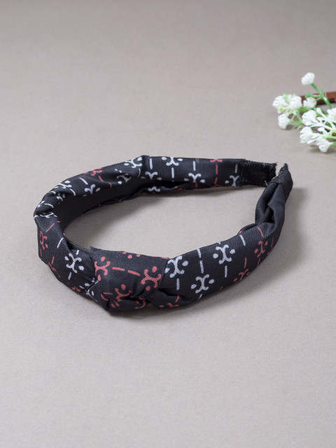 

Golden Peacock Women Black Printed Hairband
