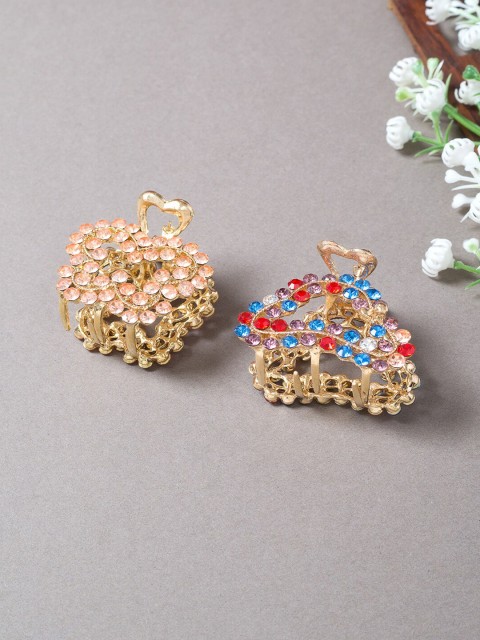 

Golden Peacock Women Set of 2 Embellished Claw Clip, Gold