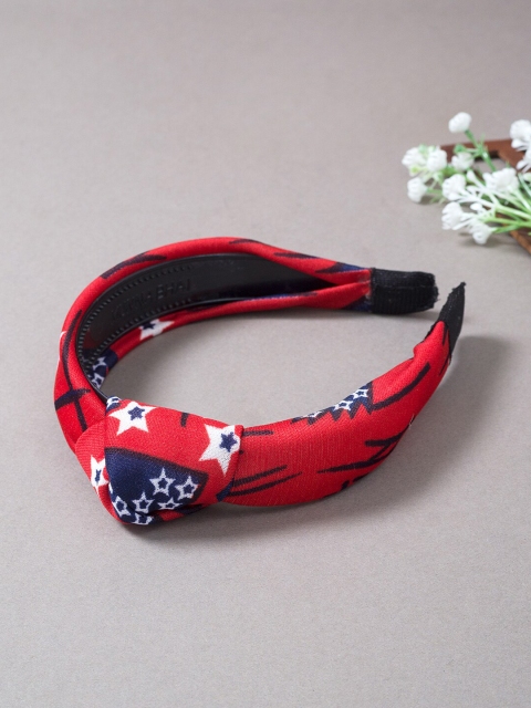 

Golden Peacock Women Red & White Hairband