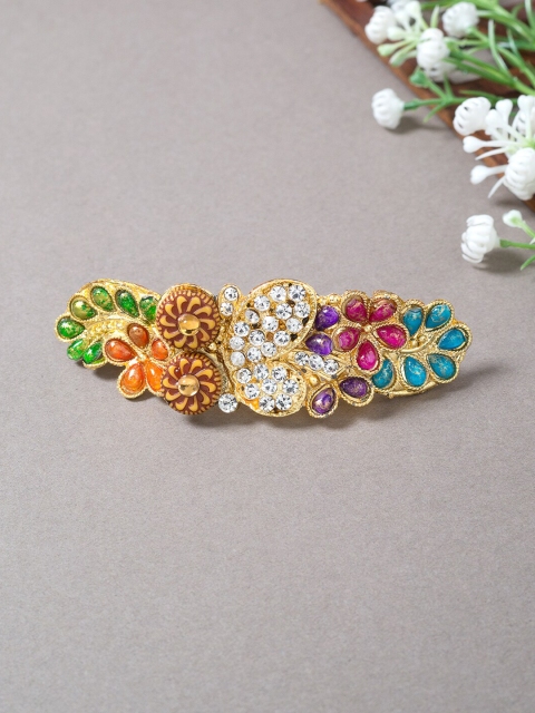 

Golden Peacock Women Multicoloured Embellished French Barrette, Multi