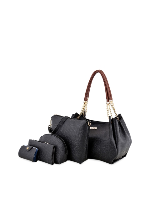 

LaFille Set Of 5 Black PU Oversized Swagger Handheld Bags