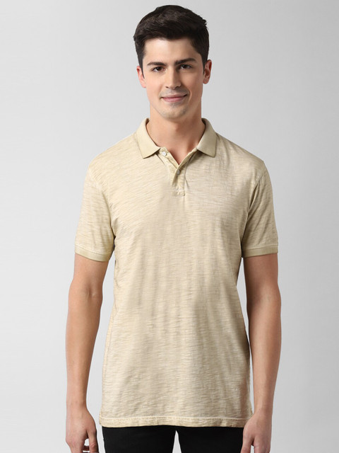 

Peter England Casuals Men Beige Polo Collar T-shirt