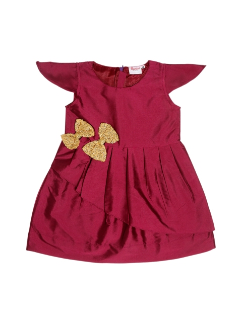 

ruviero Purple Cap Sleeves Crepe Fit & Flare Dress With Sequinned Bow