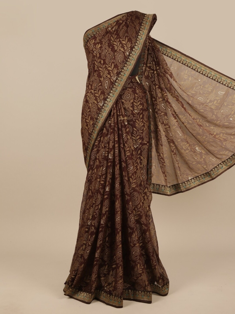 

Pothys Brown & Beige Floral Zari Saree