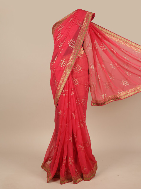 

Pothys Pink & Gold-Toned Saree