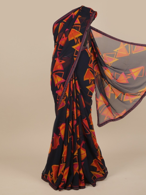 

Pothys Navy Blue & Orange Zari Saree