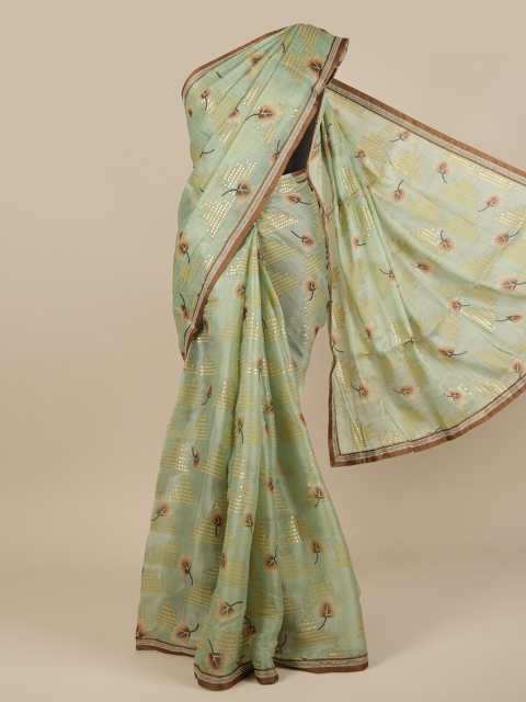 

Pothys Green Floral Gotta Patti Saree