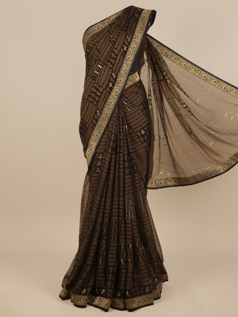 

Pothys Black & Brown Ethnic Motifs Zari Saree