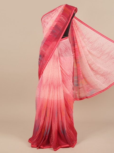 

Pothys Pink & Blue Printed Chiffon Saree