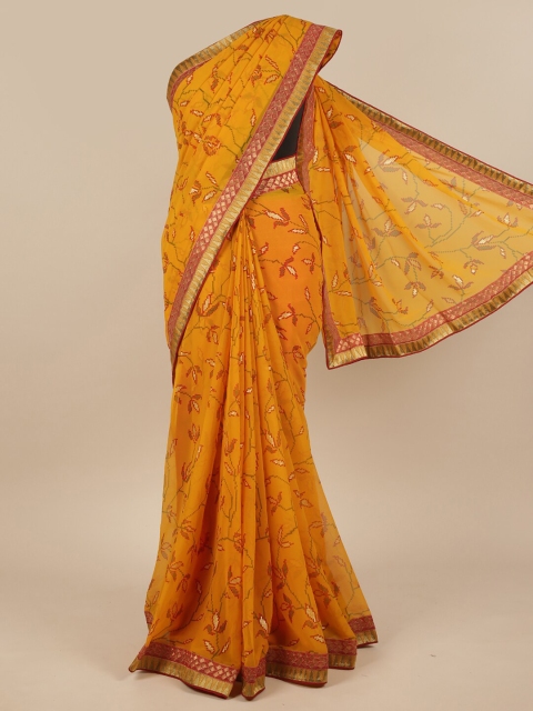 

Pothys Yellow & Red Floral Saree