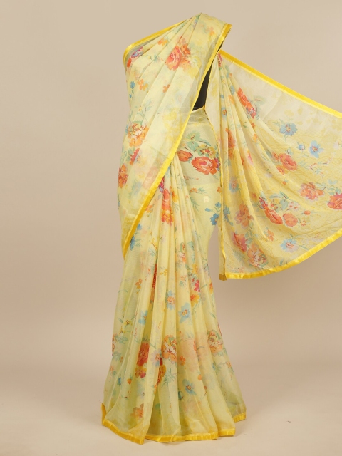 

Pothys Yellow & Orange Floral Saree