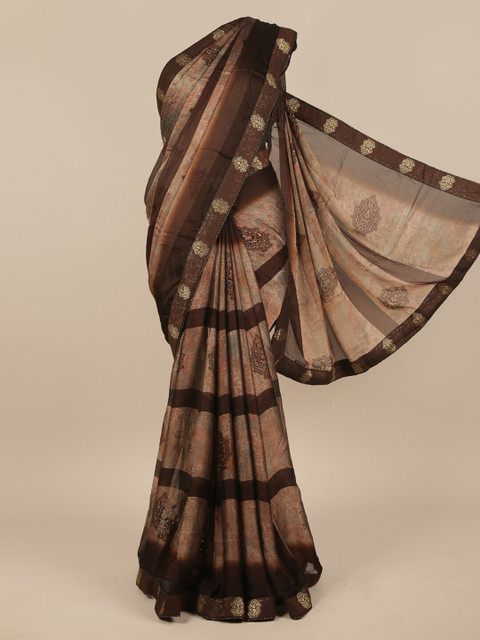 

Pothys Brown & Gold-Toned Ethnic Motifs Saree