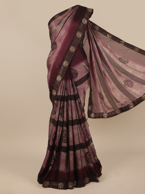 

Pothys Purple & Gold-Toned Ethnic Motifs Zari Saree