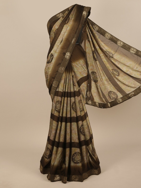 

Pothys Beige & Brown Floral Zari Saree