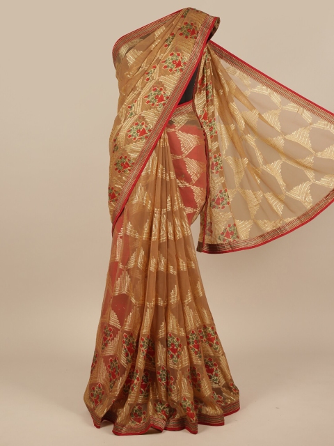 

Pothys Brown & Red Floral Zari Saree