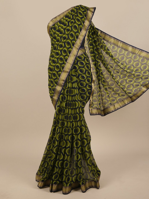 

Pothys Navy Blue & Green Zari Saree