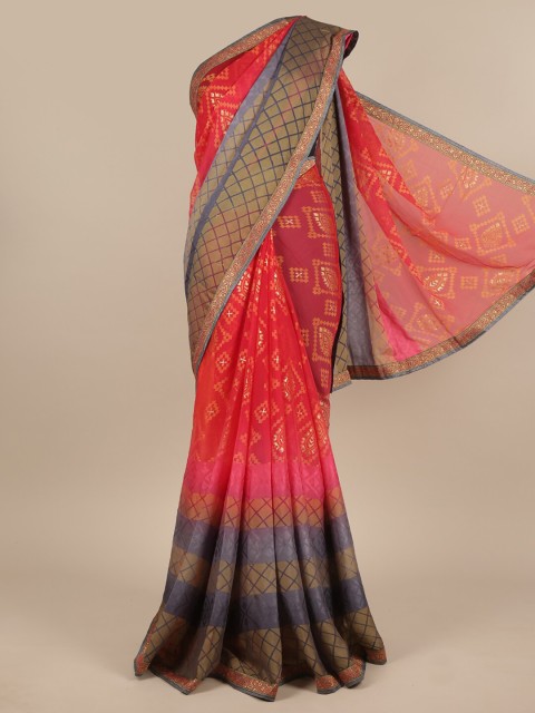 

Pothys Pink & Grey Ethnic Motifs Zari Saree