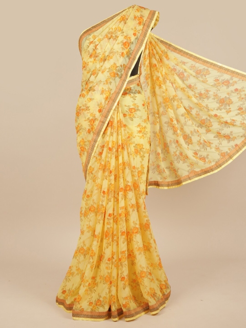 

Pothys Yellow & Green Floral Saree