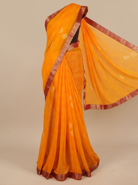 

Pothys Yellow & Red Ethnic Motifs Poly Chiffon Saree