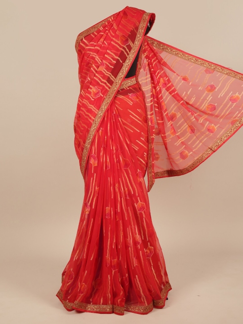

Pothys Red & Beige Ethnic Motifs Zari Saree