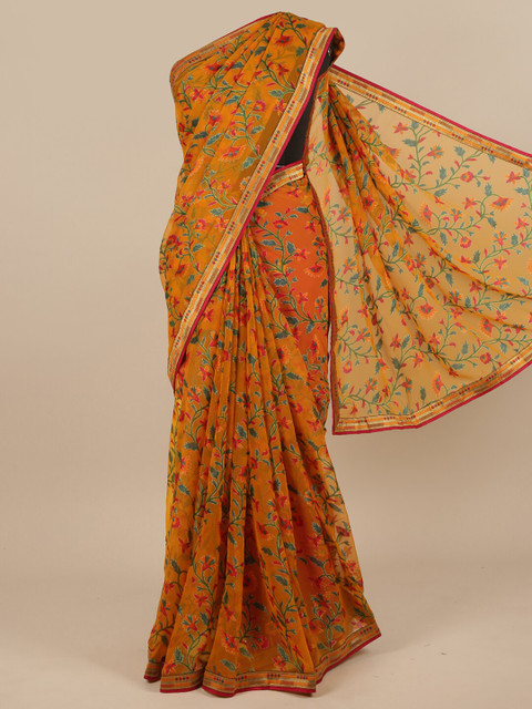 

Pothys Mustard & Green Floral Saree