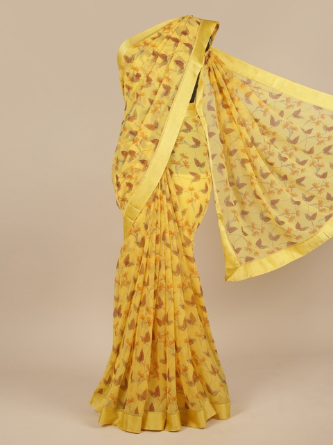 

Pothys Yellow & Brown Floral Saree