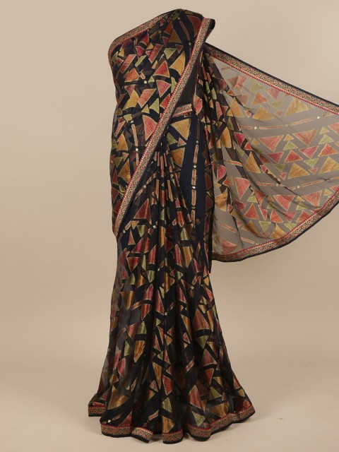 

Pothys Navy Blue & Pink Zari Saree