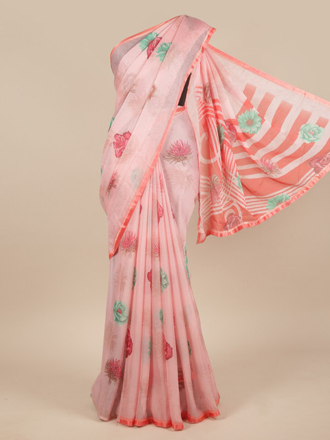

Pothys Pink & Sea Green Floral Saree