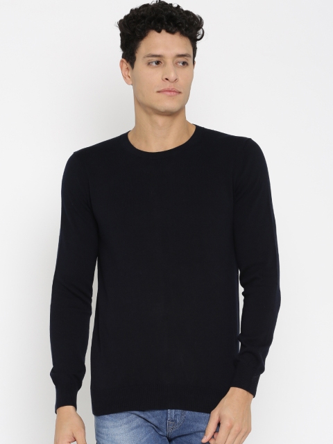 

SELA Men Navy Blue Sweater