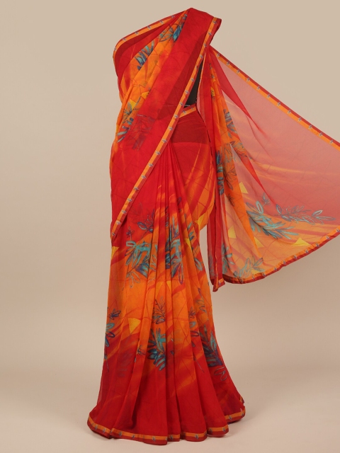 

Pothys Red & Teal Floral Saree