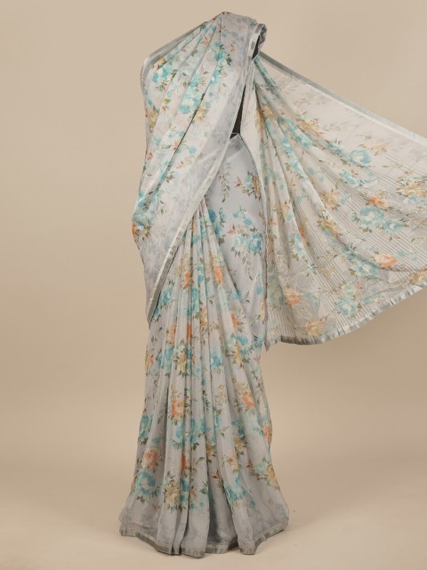 

Pothys Grey & Blue Floral Saree