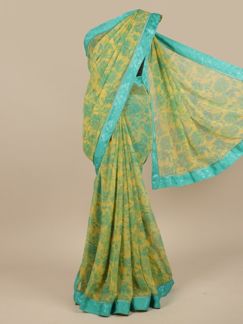 

Pothys Green & Blue Floral Saree