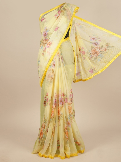 

Pothys Yellow & Orange Floral Saree