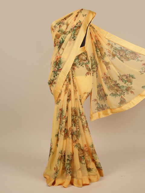 

Pothys Yellow & Green Floral Saree