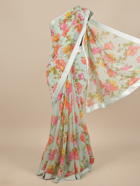 

Pothys Green & Orange Floral Saree