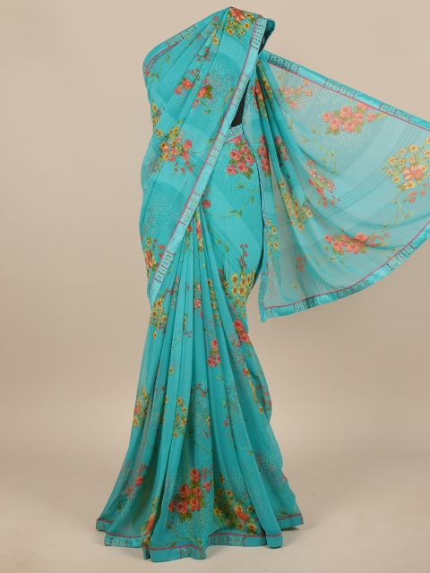 

Pothys Blue & Orange Floral Saree