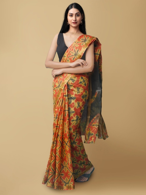 

Unnati Silks Women Brown & Grey Pure Shibori Cotton Saree