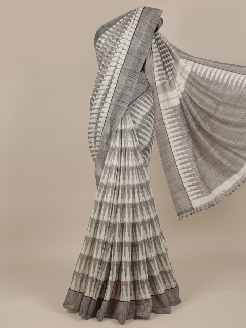 

Pothys Grey & White Jute Silk Saree
