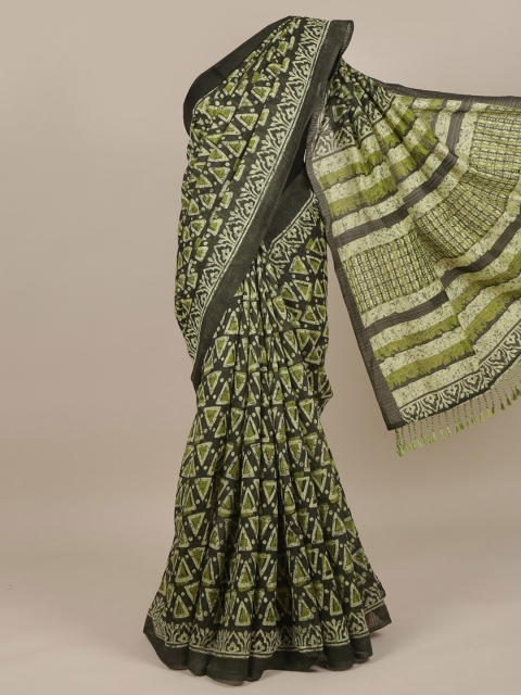 

Pothys Green Printed Jute Silk Saree