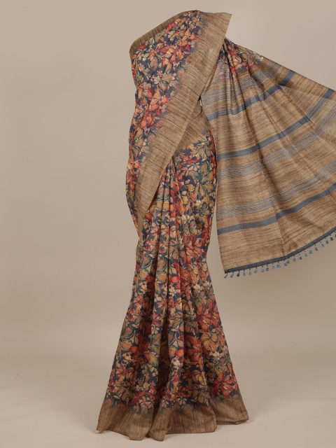 

Pothys Multicoloured Floral Jute Silk Saree, Multi
