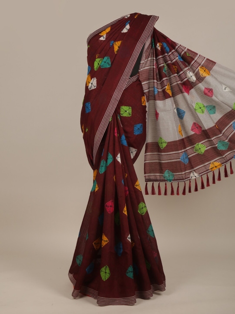 

Pothys Maroon & Green Jute Silk Saree