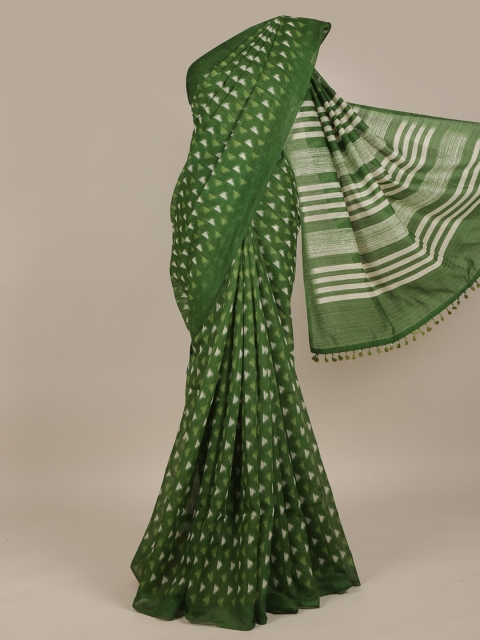 

Pothys Green & White Jute Silk Saree